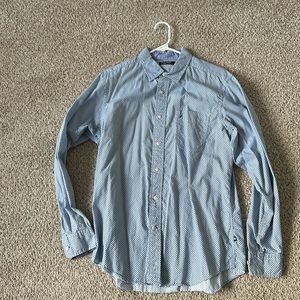 Nautica Men’s Medium Patterned Blue Long Sleeve Button down Shirt